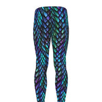 Turquoise Dragon Scales Pattern Print Men's leggings