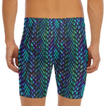 Turquoise Dragon Scales Pattern Print Men's Long Boxer Briefs