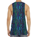 Turquoise Dragon Scales Pattern Print Men's Muscle Tank Top