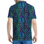 Turquoise Dragon Scales Pattern Print Men's Polo Shirt