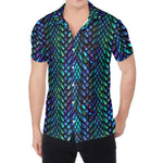 Turquoise Dragon Scales Pattern Print Men's Shirt