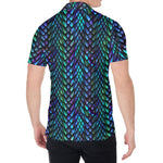Turquoise Dragon Scales Pattern Print Men's Shirt