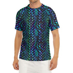 Turquoise Dragon Scales Pattern Print Men's Short Sleeve Rash Guard