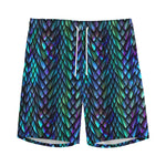 Turquoise Dragon Scales Pattern Print Men's Sports Shorts