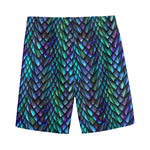 Turquoise Dragon Scales Pattern Print Men's Sports Shorts