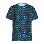 Turquoise Dragon Scales Pattern Print Men's Sports T-Shirt
