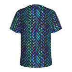 Turquoise Dragon Scales Pattern Print Men's Sports T-Shirt