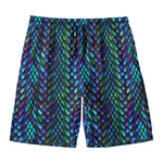 Turquoise Dragon Scales Pattern Print Men's Swim Trunks