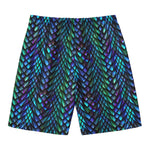 Turquoise Dragon Scales Pattern Print Men's Swim Trunks