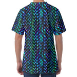 Turquoise Dragon Scales Pattern Print Men's Velvet T-Shirt