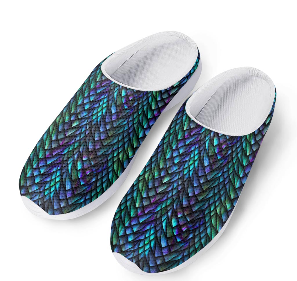 Turquoise Dragon Scales Pattern Print Mesh Casual Shoes