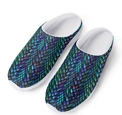 Turquoise Dragon Scales Pattern Print Mesh Casual Shoes