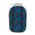Turquoise Dragon Scales Pattern Print Mesh Laundry Hamper