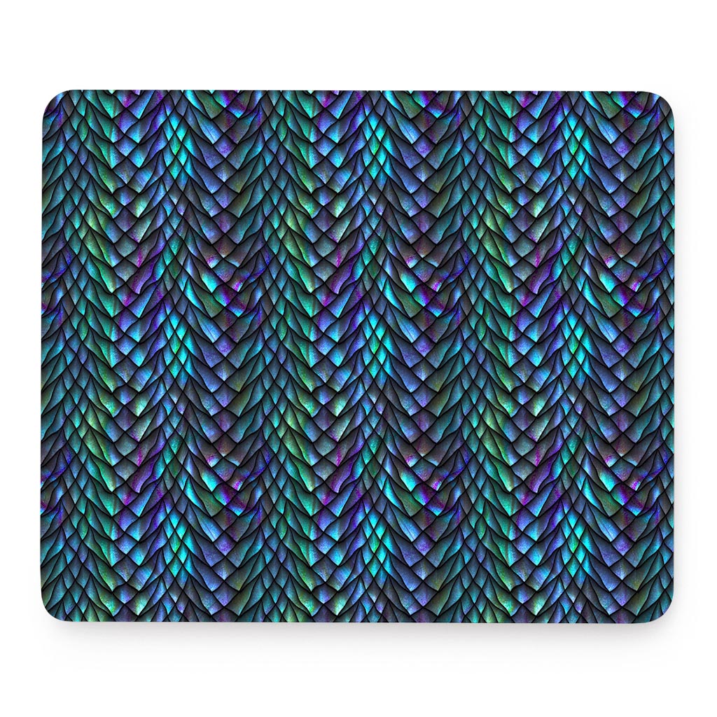 Turquoise Dragon Scales Pattern Print Mouse Pad