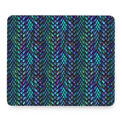 Turquoise Dragon Scales Pattern Print Mouse Pad