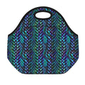 Turquoise Dragon Scales Pattern Print Neoprene Lunch Bag