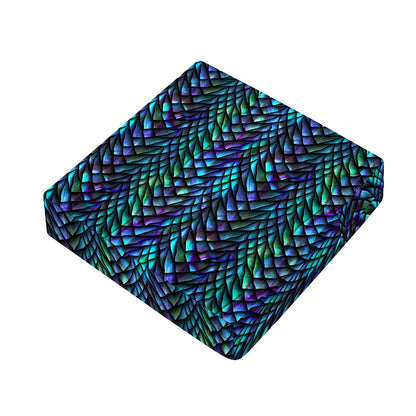 Turquoise Dragon Scales Pattern Print Outdoor Seat Cushion Cover
