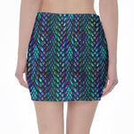Turquoise Dragon Scales Pattern Print Pencil Mini Skirt