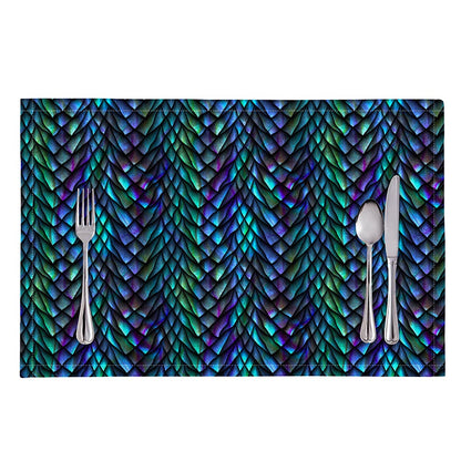 Turquoise Dragon Scales Pattern Print Placemat