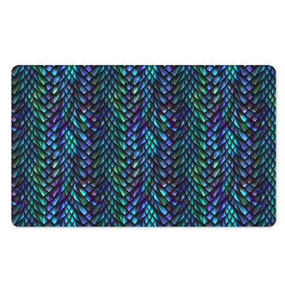Turquoise Dragon Scales Pattern Print Polyester Doormat