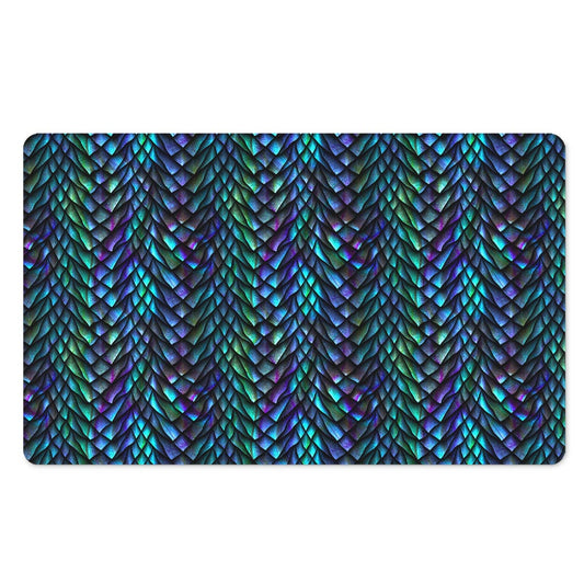 Turquoise Dragon Scales Pattern Print Polyester Doormat