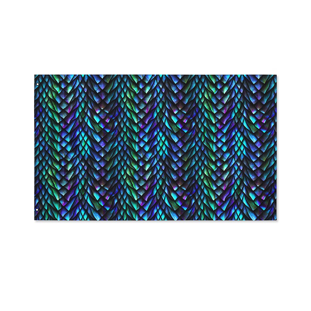 Turquoise Dragon Scales Pattern Print Polyester Flag