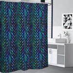 Turquoise Dragon Scales Pattern Print Premium Shower Curtain