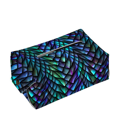 Turquoise Dragon Scales Pattern Print Rectangle Tissue Box Cover