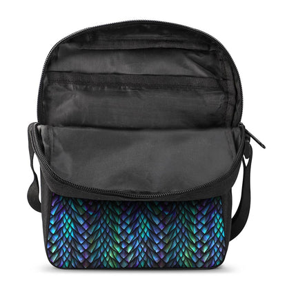 Turquoise Dragon Scales Pattern Print Rectangular Crossbody Bag