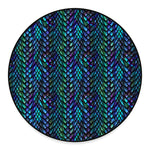 Turquoise Dragon Scales Pattern Print Round Floor Mat