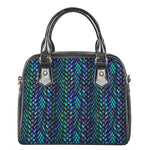 Turquoise Dragon Scales Pattern Print Shoulder Handbag