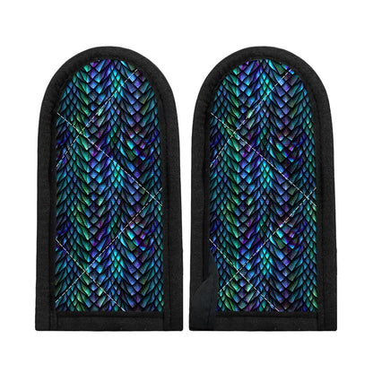 Turquoise Dragon Scales Pattern Print Skillet Handle Cover
