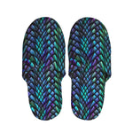 Turquoise Dragon Scales Pattern Print Slippers