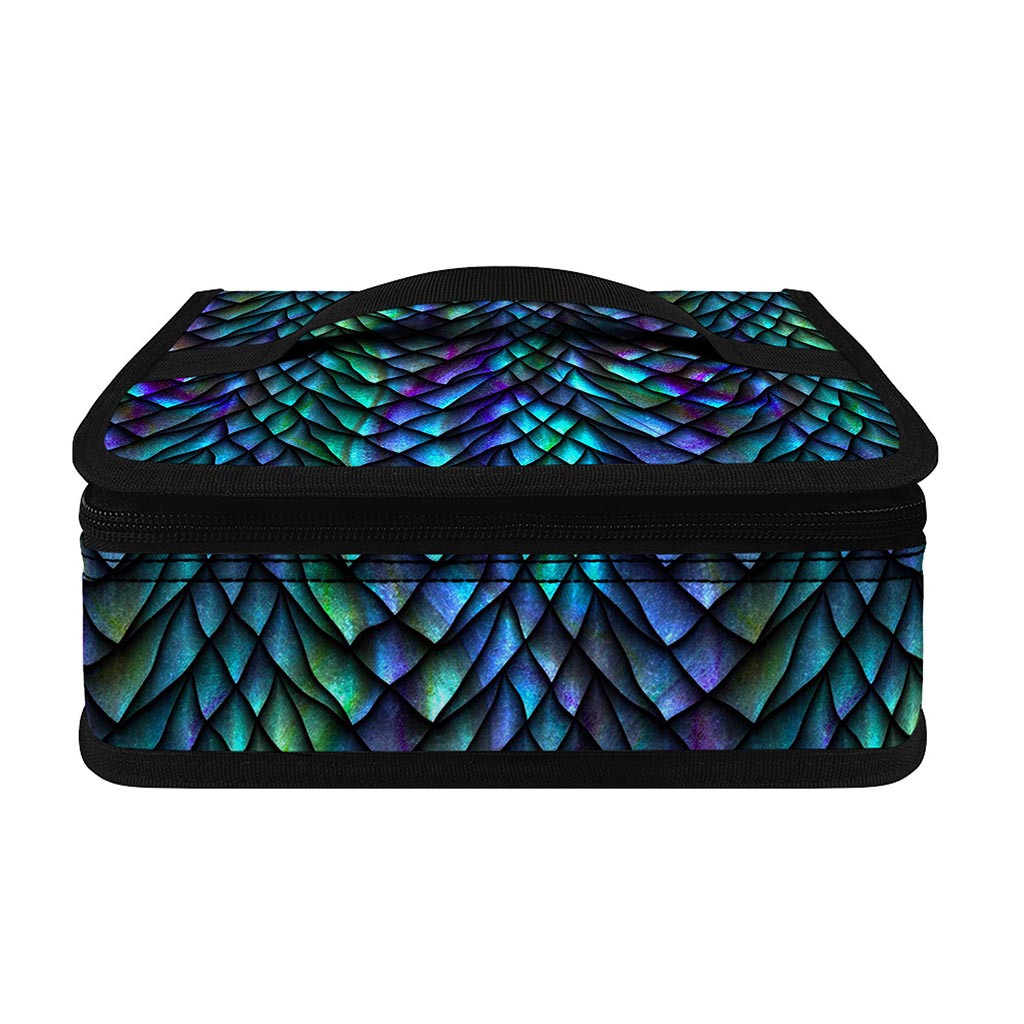Turquoise Dragon Scales Pattern Print Small Lunch Bag