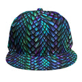 Turquoise Dragon Scales Pattern Print Snapback Cap