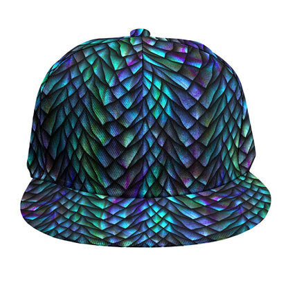 Turquoise Dragon Scales Pattern Print Snapback Cap