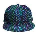 Turquoise Dragon Scales Pattern Print Snapback Cap