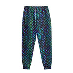 Turquoise Dragon Scales Pattern Print Sweatpants