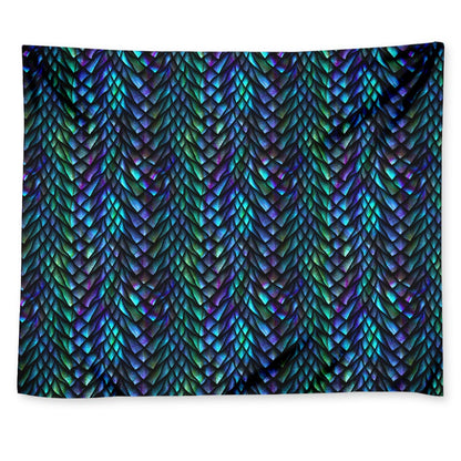 Turquoise Dragon Scales Pattern Print Tapestry