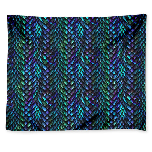 Turquoise Dragon Scales Pattern Print Tapestry