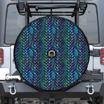 Turquoise Dragon Scales Pattern Print Tire Cover With Camera Hole