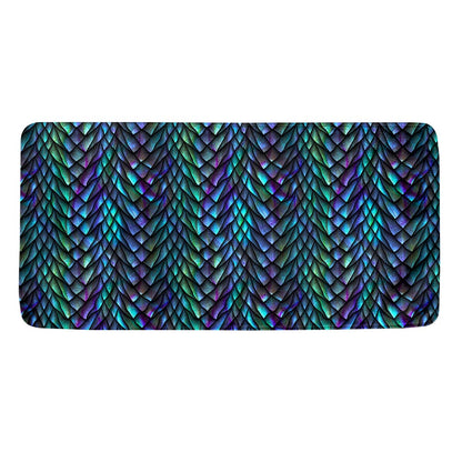 Turquoise Dragon Scales Pattern Print Towel
