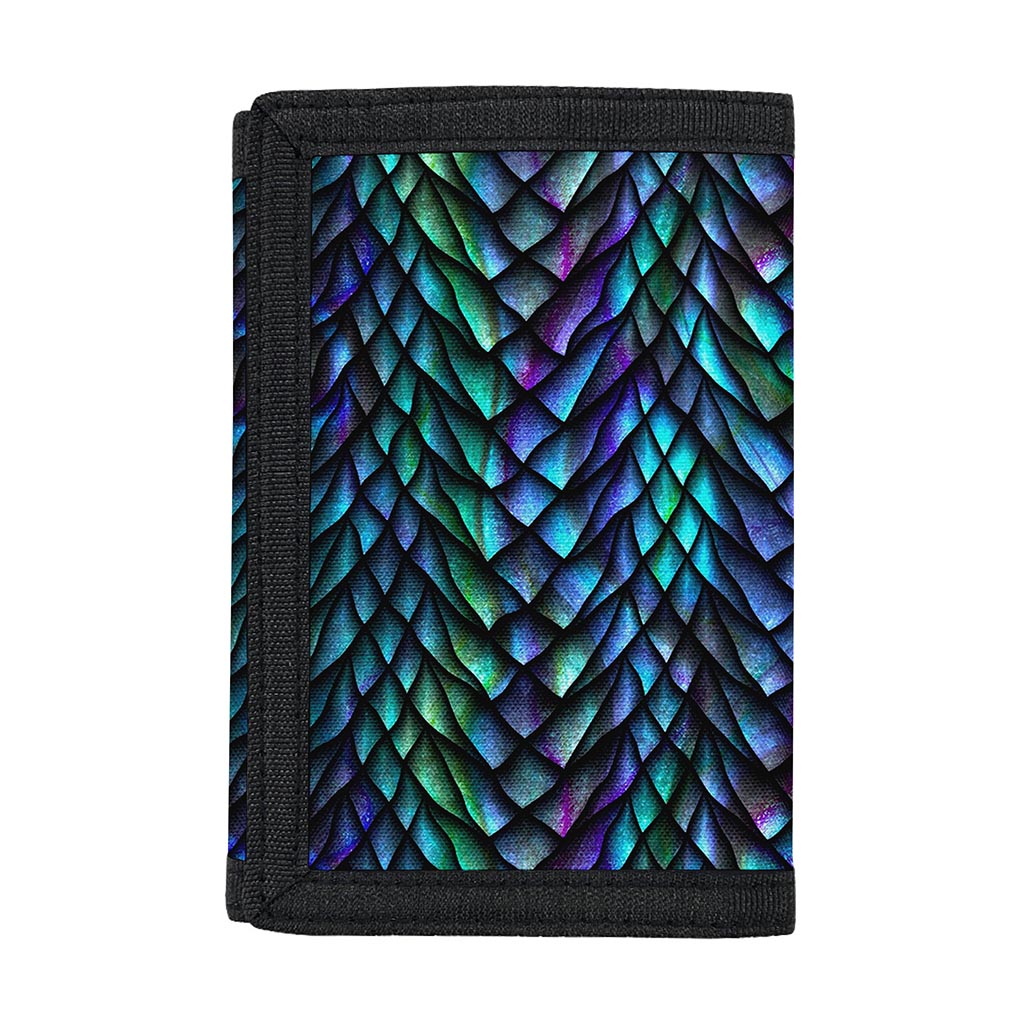 Turquoise Dragon Scales Pattern Print Trifold Wallet