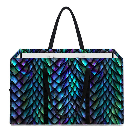 Turquoise Dragon Scales Pattern Print Utility Tote Bag