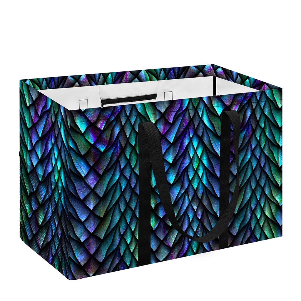 Turquoise Dragon Scales Pattern Print Utility Tote Bag