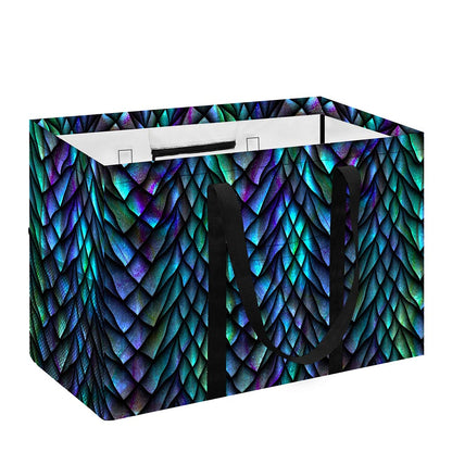 Turquoise Dragon Scales Pattern Print Utility Tote Bag