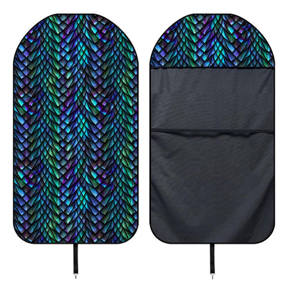 Turquoise Dragon Scales Pattern Print Waterproof Car Seat Cover