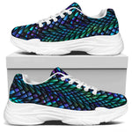 Turquoise Dragon Scales Pattern Print White Chunky Shoes