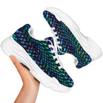 Turquoise Dragon Scales Pattern Print White Chunky Shoes