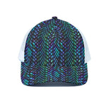 Turquoise Dragon Scales Pattern Print White Mesh Trucker Cap